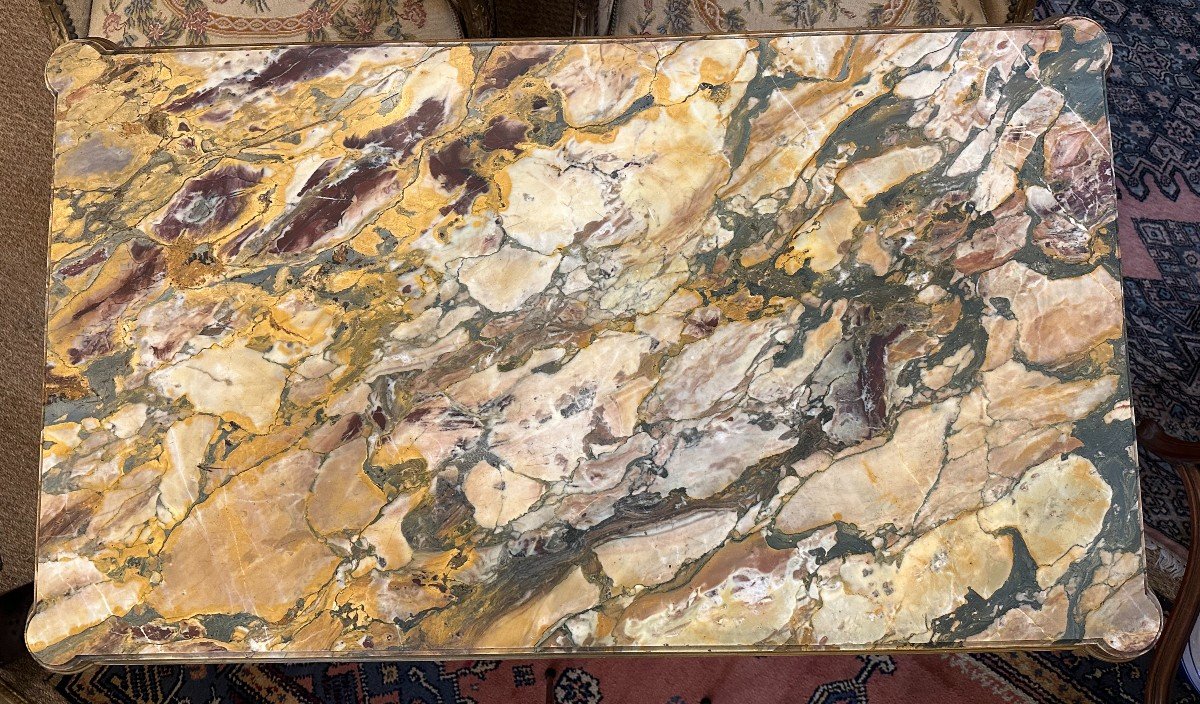 Table De Milieu Marqueterie Style Louis XVI Dans Le Goût De Linke époque Napoléon III-photo-8
