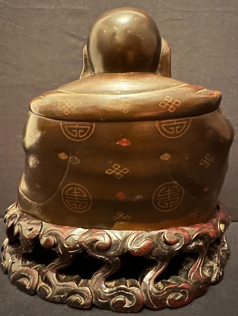 China Indochina Budai Laughing Buddha Bronze Late Nineteenth-photo-3
