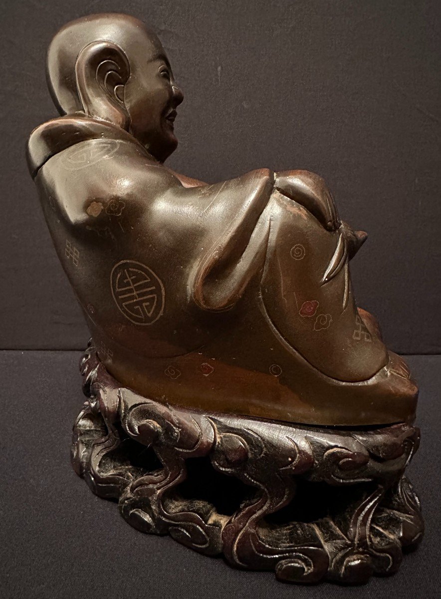 China Indochina Budai Laughing Buddha Bronze Late Nineteenth-photo-4