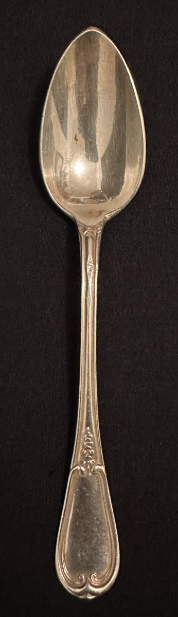 émile Puiforcat 14 Small Spoons Sterling Silver  Flowered Net Model Nineteenth Century-photo-3