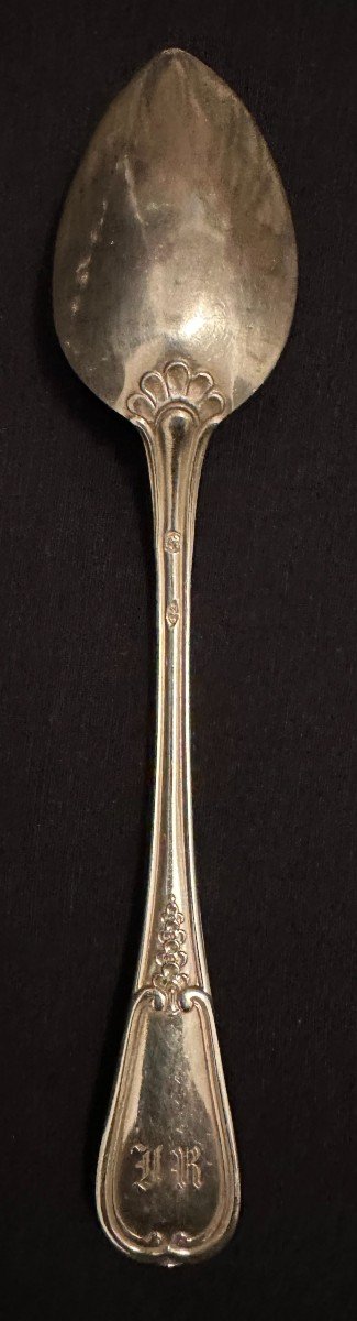 émile Puiforcat 14 Small Spoons Sterling Silver  Flowered Net Model Nineteenth Century-photo-5