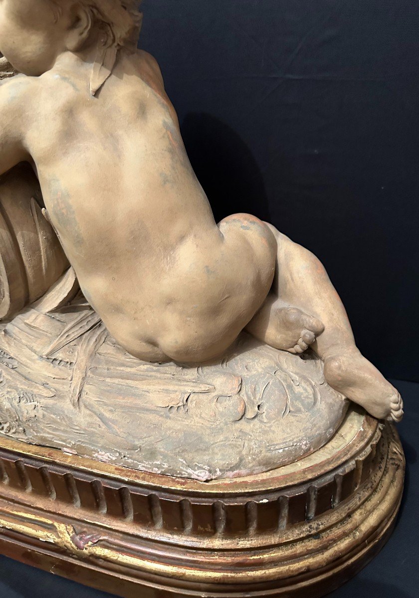 Albert-Ernest Carrier-Belleuse La Source  Importante Terre Cuite Patinée  datée 1864 -photo-2