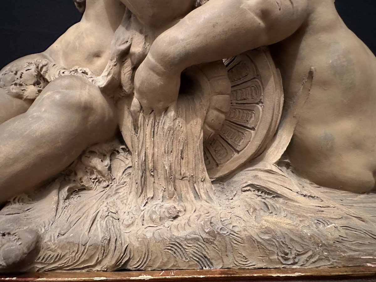 Albert-Ernest Carrier-Belleuse La Source  Importante Terre Cuite Patinée  datée 1864 -photo-3