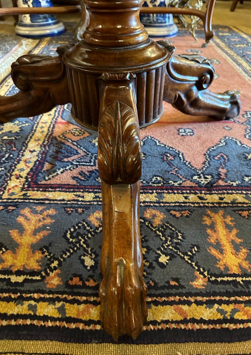 Pedestal Restoration Central Foot Marble Top With Groove 101 Cm Nineteenth Century-photo-2