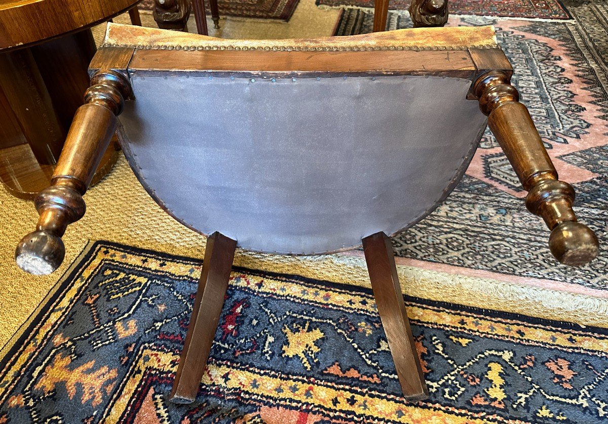 Fauteuil De Bureau Empire à Têtes De Lion XIXème-photo-7