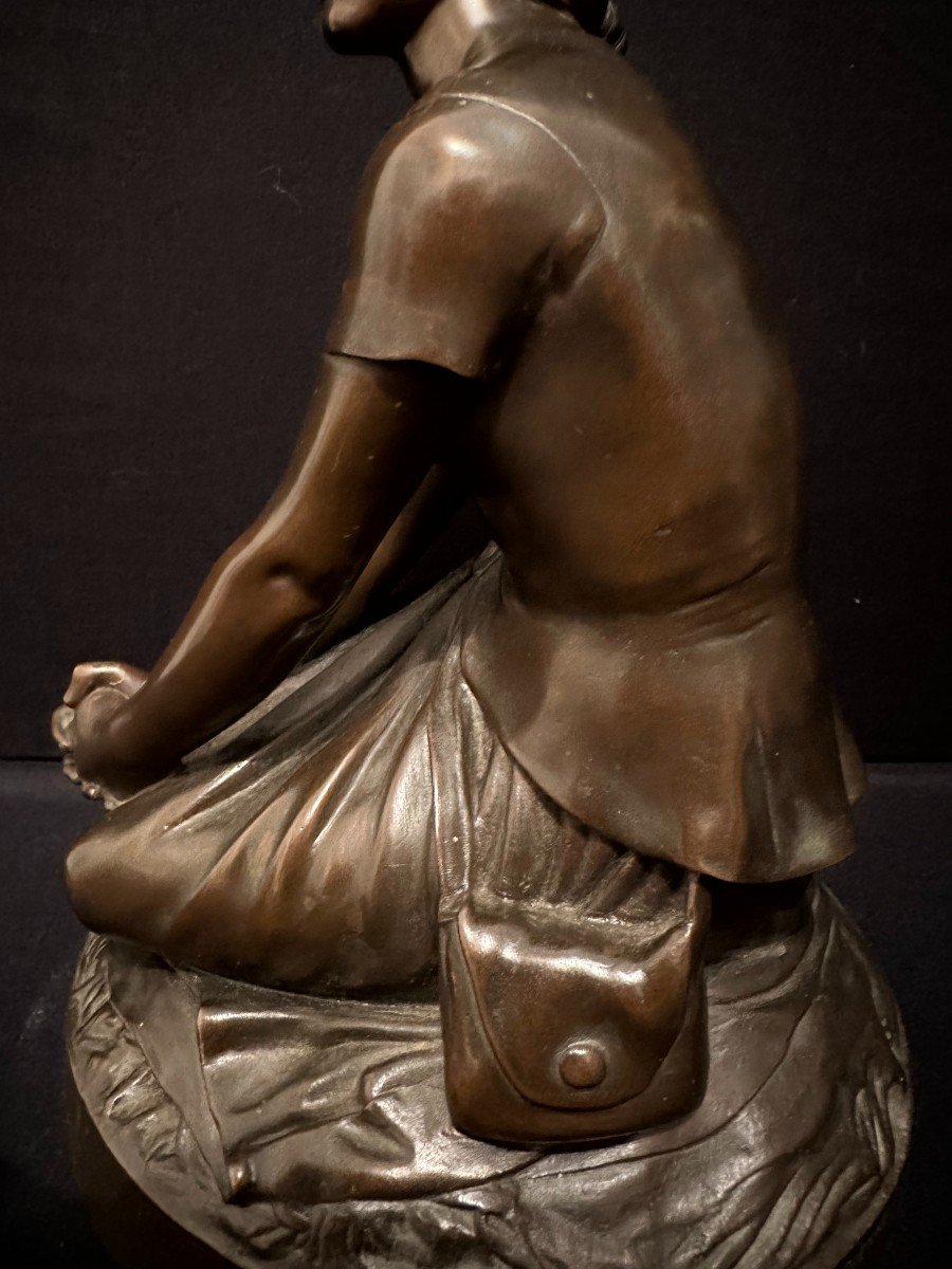 Bronze Jeanne d'Arc à Domrémy Par Henri Chapu Barbedienne Fondeur XIXème-photo-3