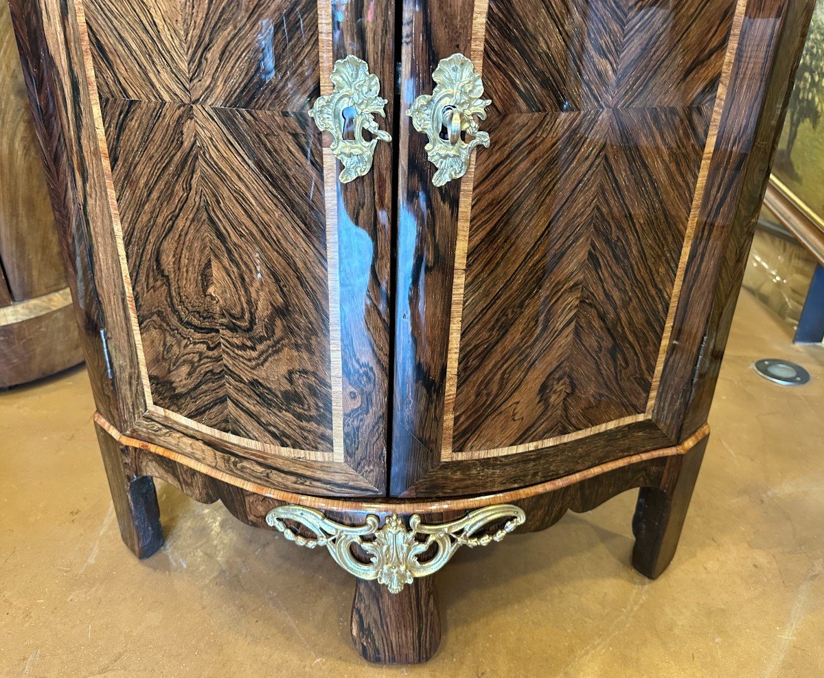Petite Encoignure Louis XV Marqueterie Palissandre Estampillée J B Galet Époque XVIIIème-photo-2