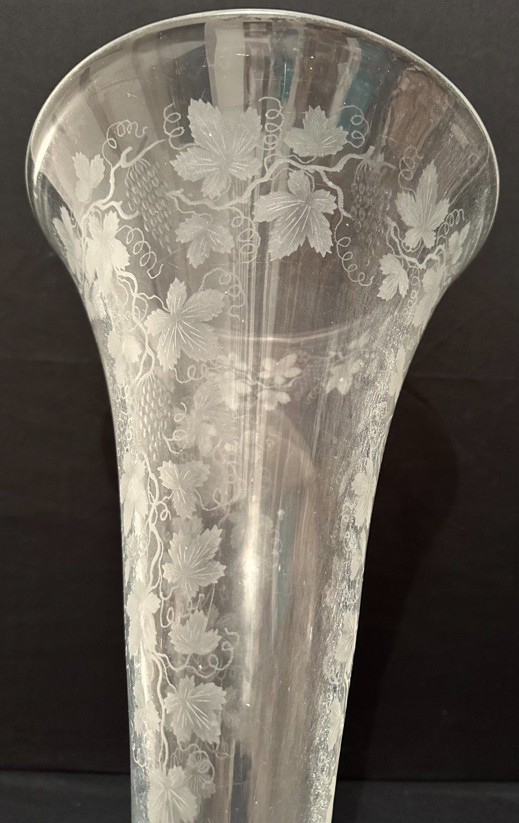 Vase Cornet Cristal Et Bronze Doré Aux Amours Fin XIXème-photo-5