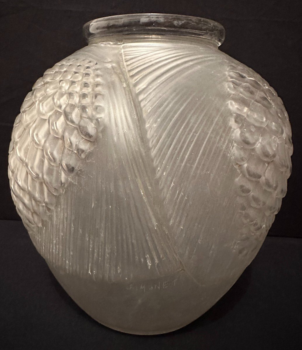 Vase Art Déco Aux Pommes De Pin Par Henri Dieupart vers 1925-photo-3