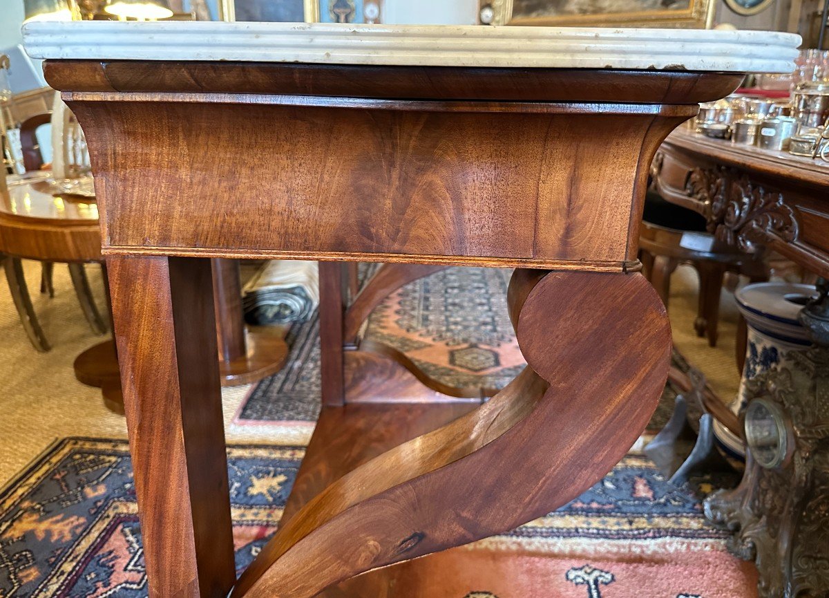Console époque Restauration Acajou Dessus Marbre Blanc XIXème-photo-2