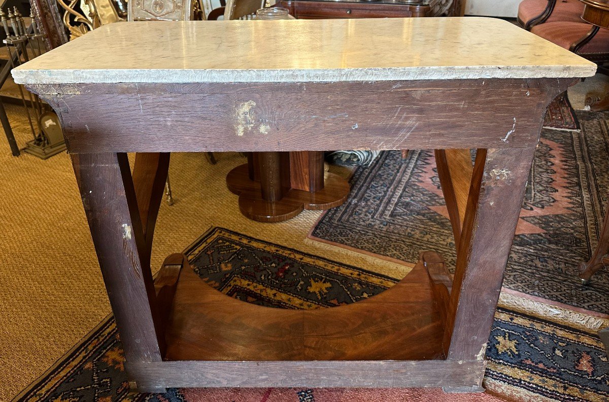 Console époque Restauration Acajou Dessus Marbre Blanc XIXème-photo-7