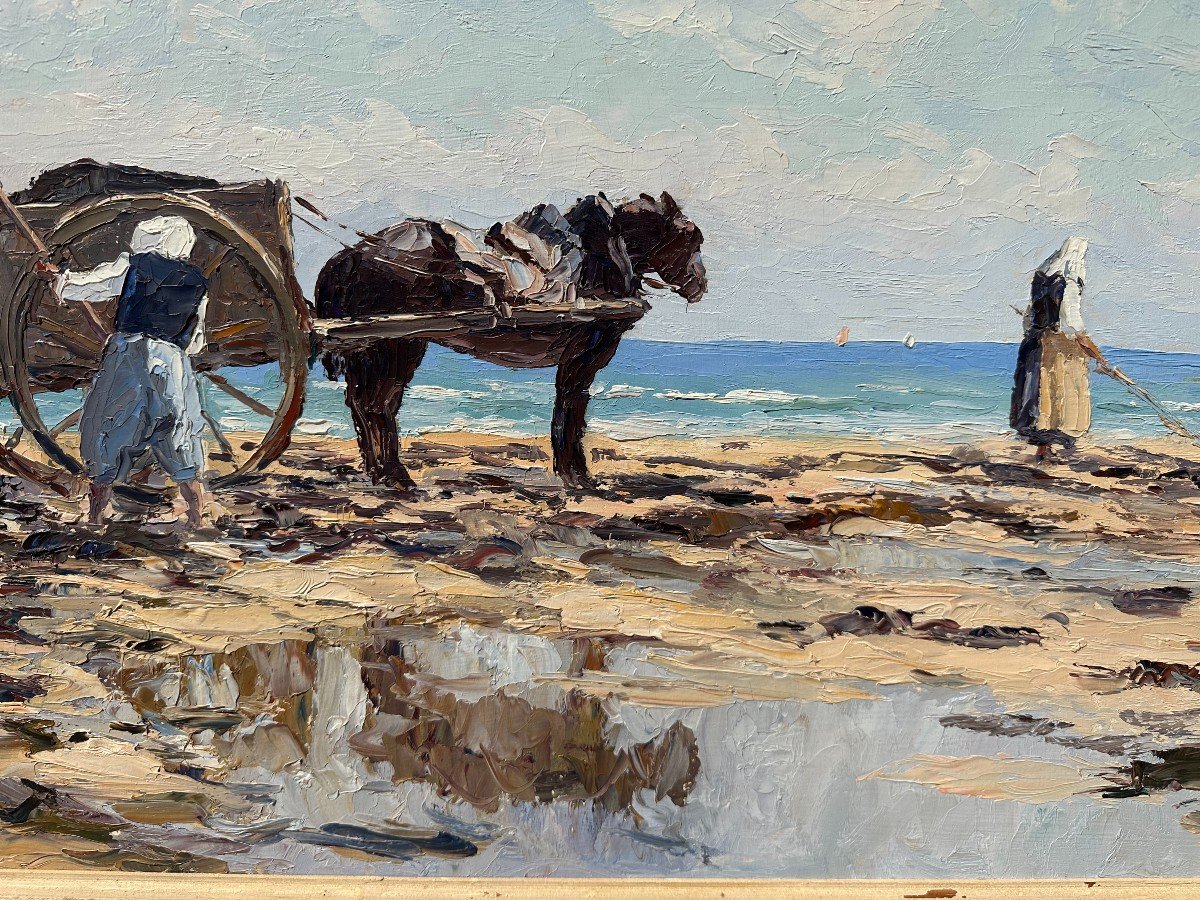 Grand Tableau Ramassage Du Varech Sur l'île De Ré Par Christian Couillaud-photo-5