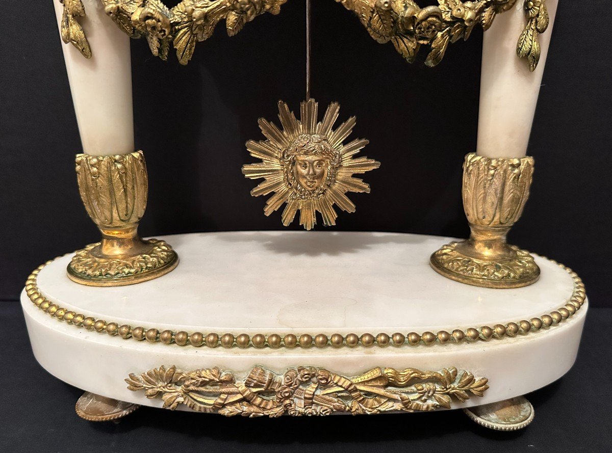 Louis XVI Style Mantel Clock With Love Bronze And Marble Late Nineteenth Century-photo-3