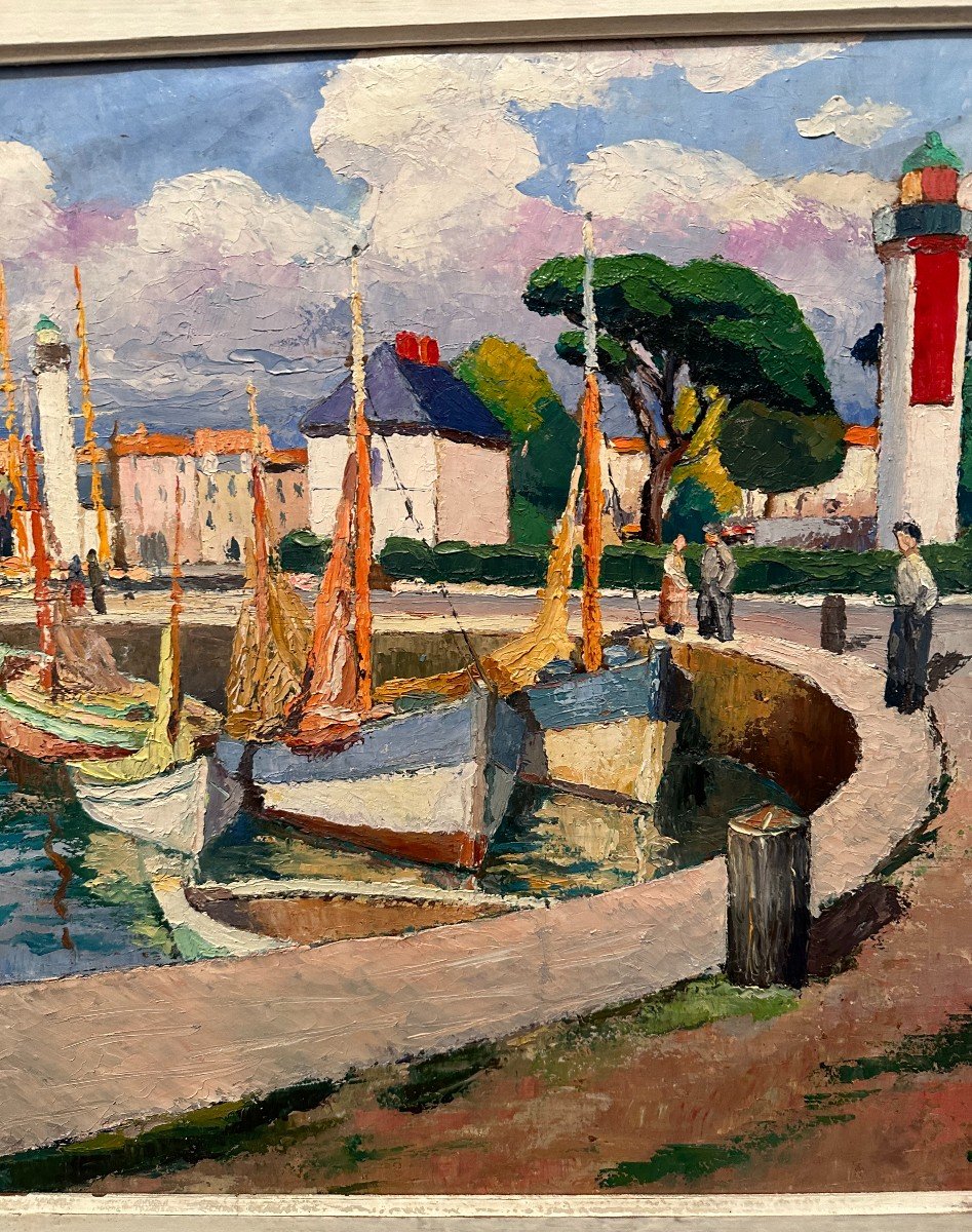 Marine Painting The Lighthouses Of The Port Of La Rochelle By R Barraud-photo-4