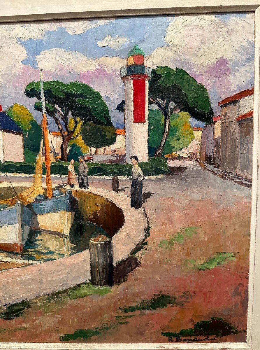 Marine Painting The Lighthouses Of The Port Of La Rochelle By R Barraud-photo-1