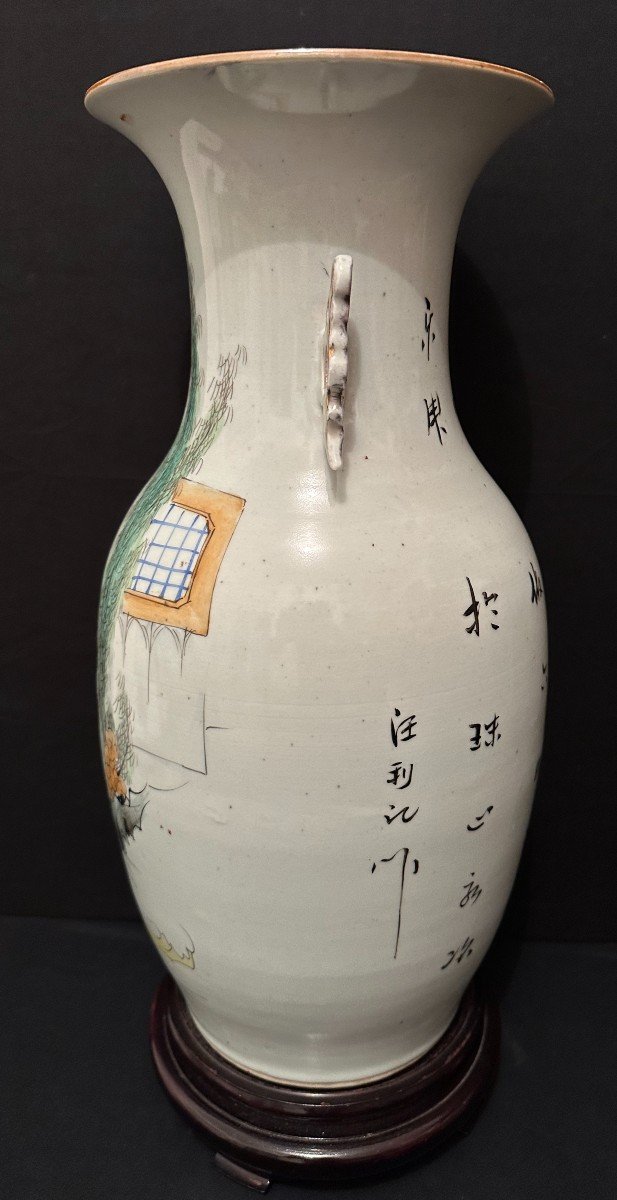 Chine Vase Porcelaine Jeunes Femmes Dans Un Jardin Fin XIXème-photo-2