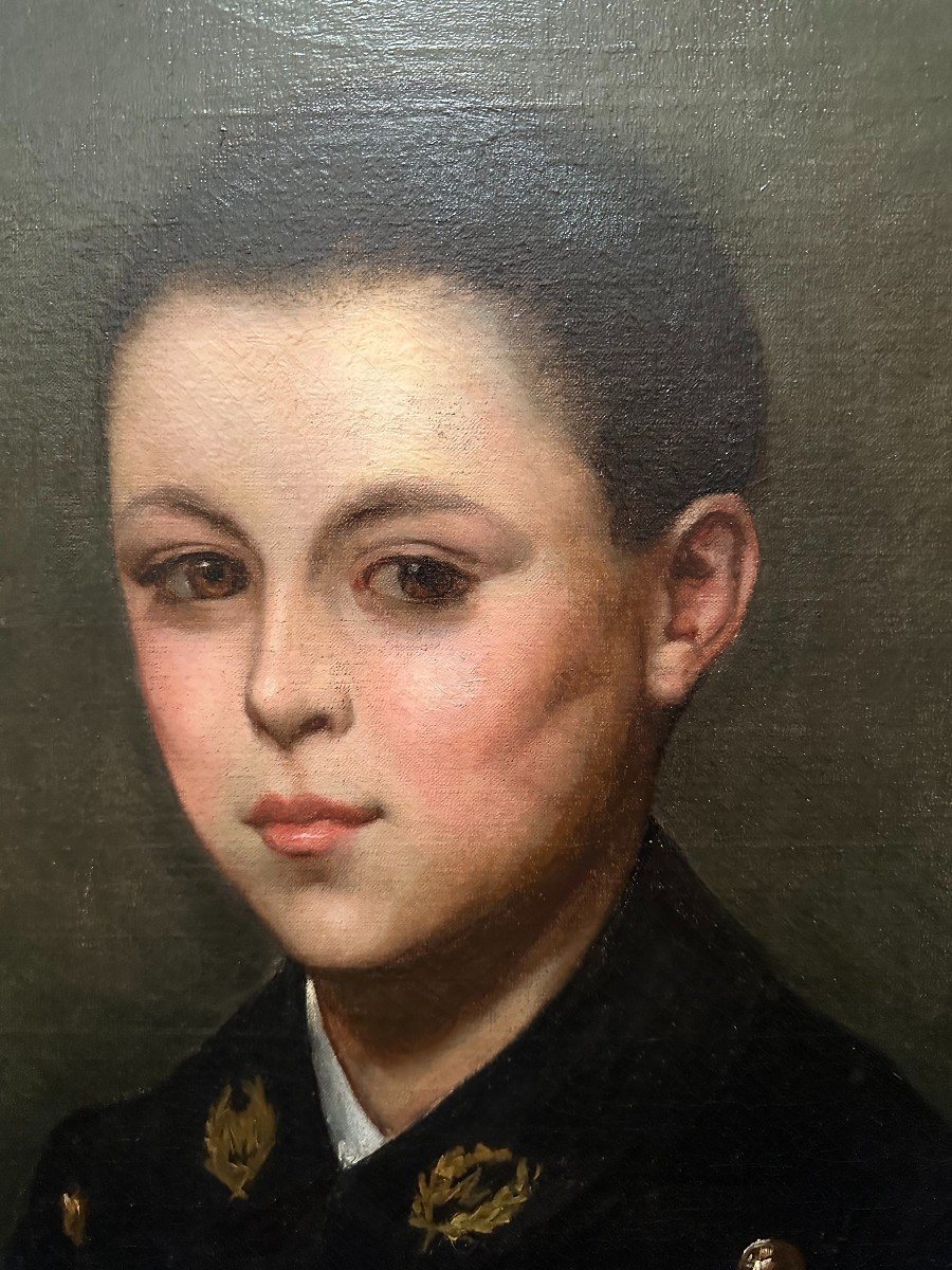 Tableau Portrait Enfant En Uniforme  XIXème-photo-3
