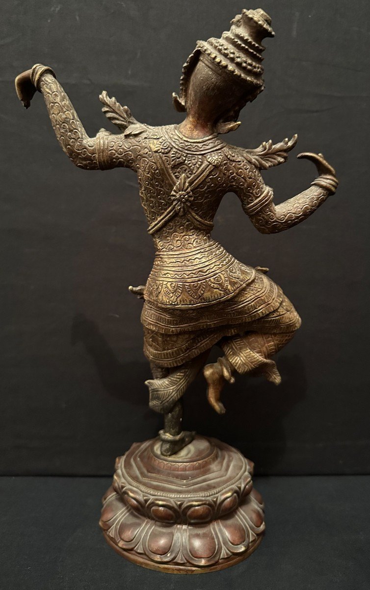 Statue Bronze Danseuse Cambodge Fin XIXème-photo-2