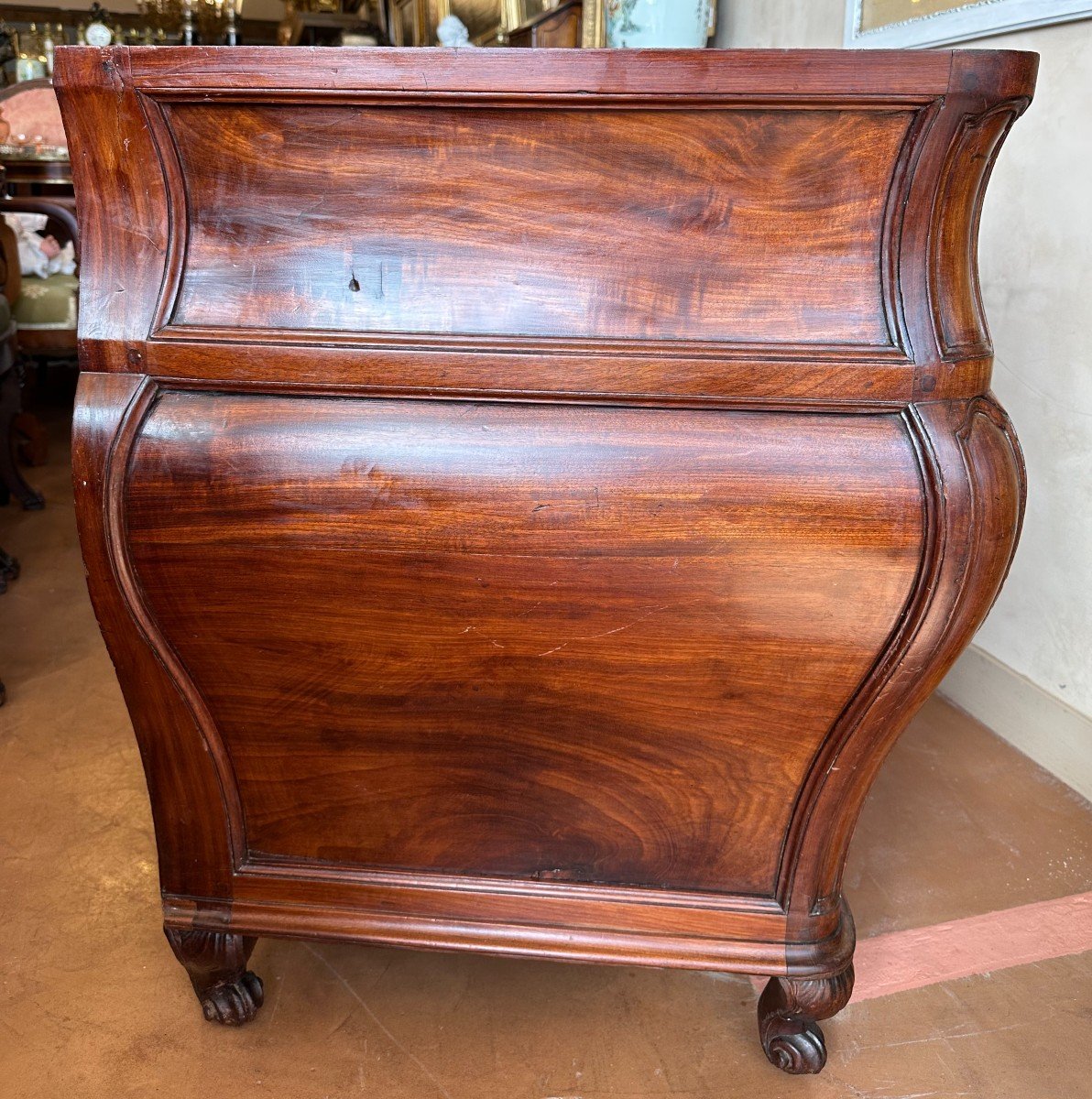 Louis XV Bordeaux Mahogany From Cuba Commode Harbour Furniture Bronzes With Crowned C Period 18th-photo-3