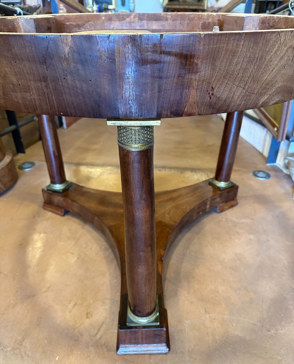 Round Mahogany Pedestal Table Empire Period-photo-2
