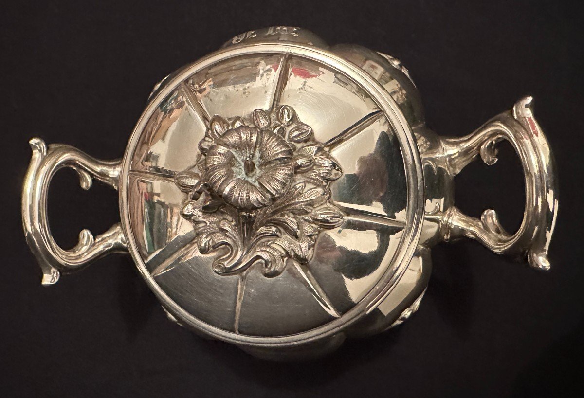 Sterling Silver Sugar Bowl With Bindweed By Jean Veyrat 19th Century-photo-3