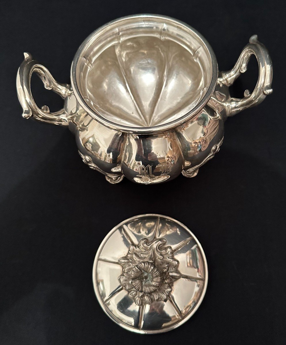 Sterling Silver Sugar Bowl With Bindweed By Jean Veyrat 19th Century-photo-5