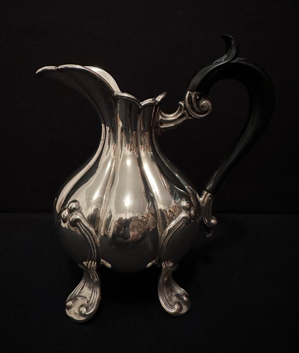 Large Sterling Silver Creamer Milk Pot By Jean François Veyrat 19th Century-photo-2