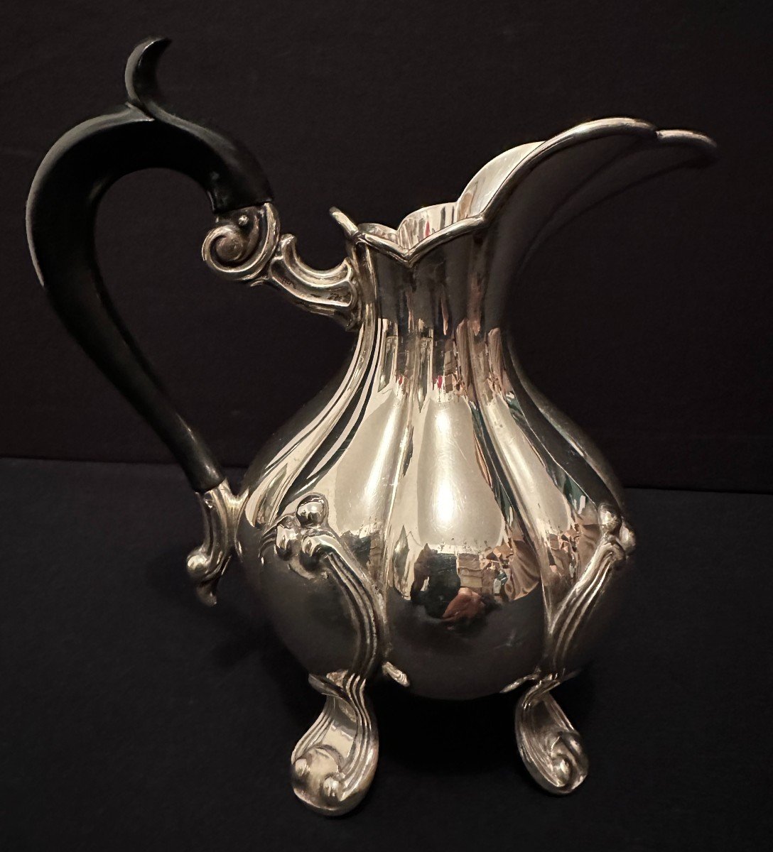 Large Sterling Silver Creamer Milk Pot By Jean François Veyrat 19th Century-photo-4
