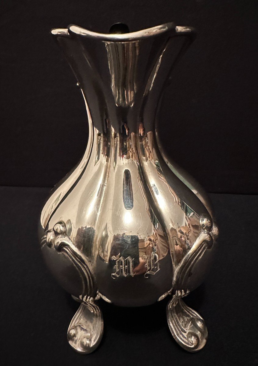 Large Sterling Silver Creamer Milk Pot By Jean François Veyrat 19th Century-photo-1