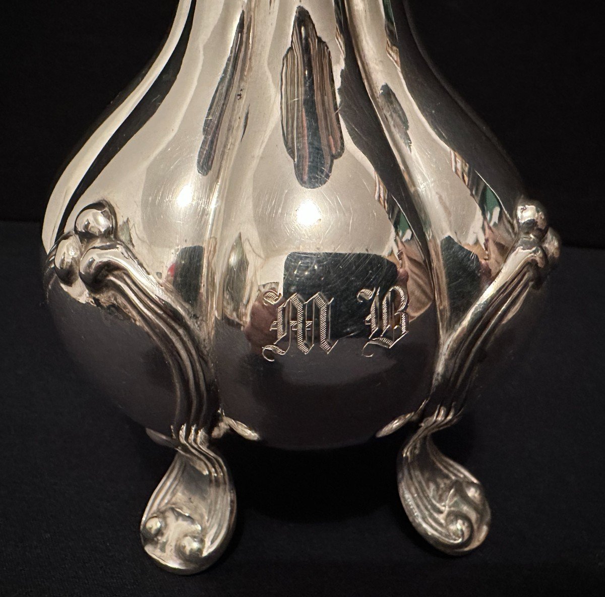 Large Sterling Silver Creamer Milk Pot By Jean François Veyrat 19th Century-photo-2