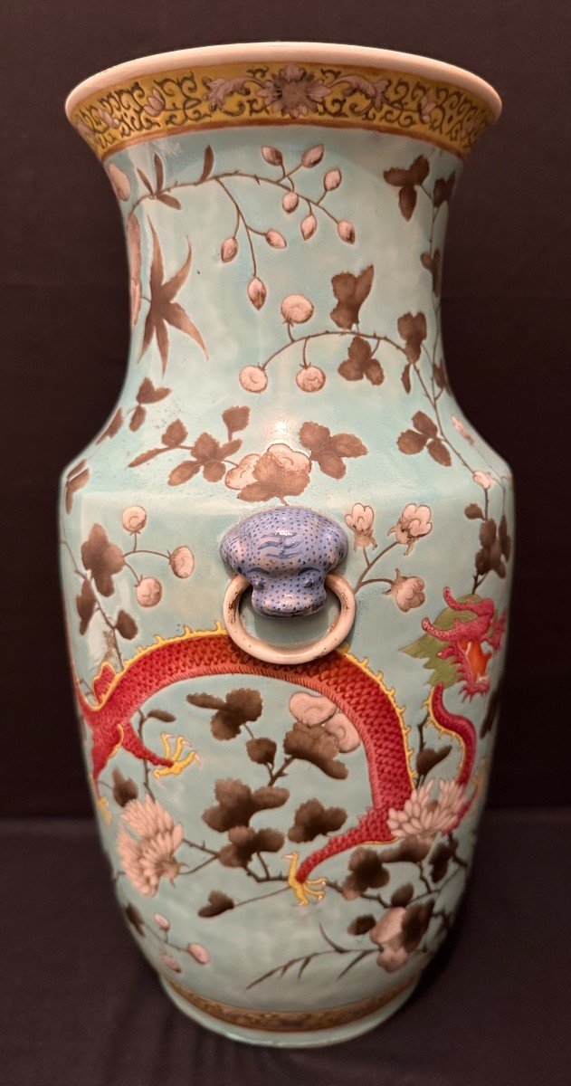Chine Vase Porcelaine Style Dayazhai Aux Dragons èpoque Guangxu Fin XIXème-photo-1