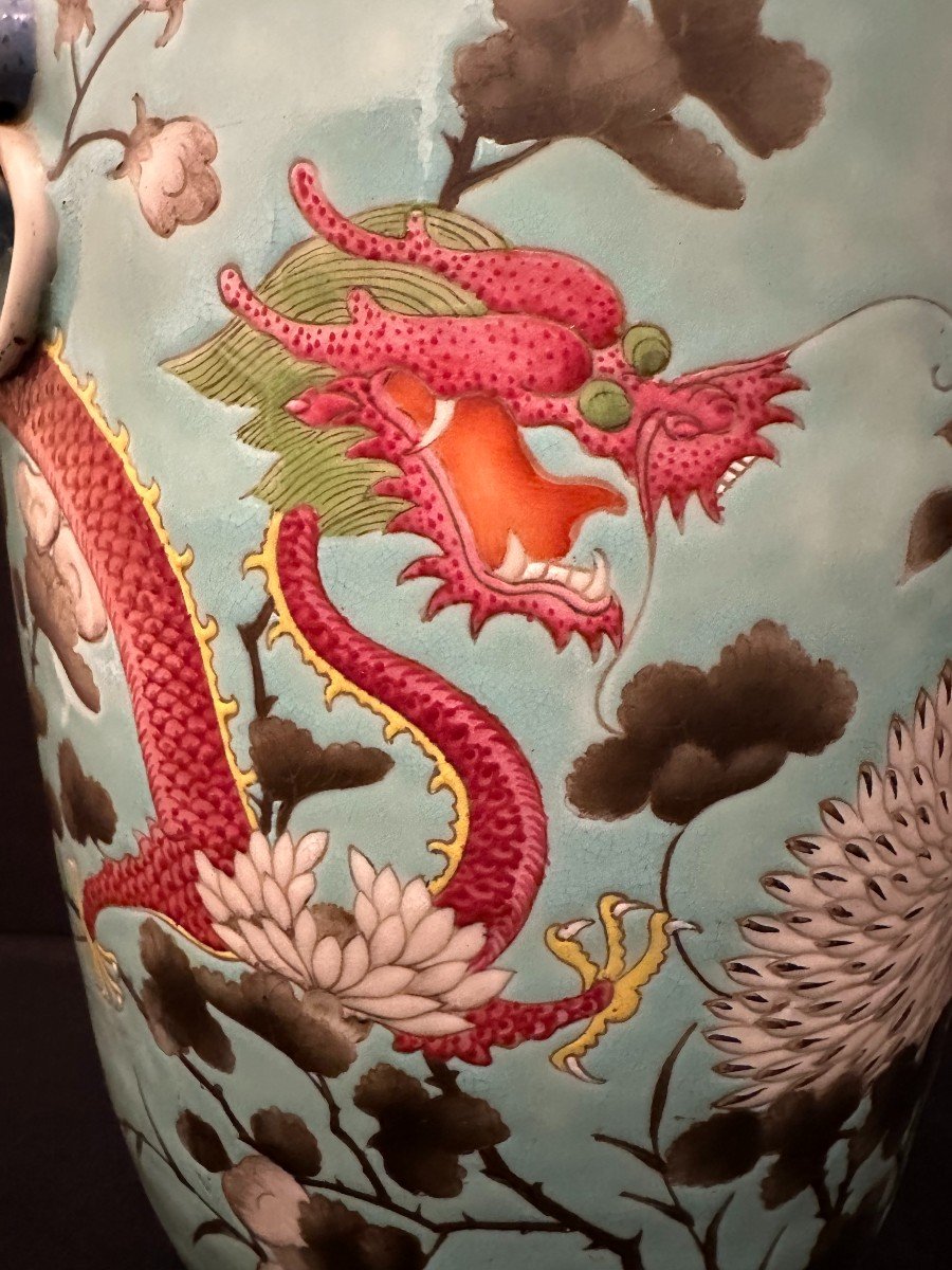 China Porcelain Vase Dayazhai Style With Dragons Guangxu Period Late 19th Century-photo-3