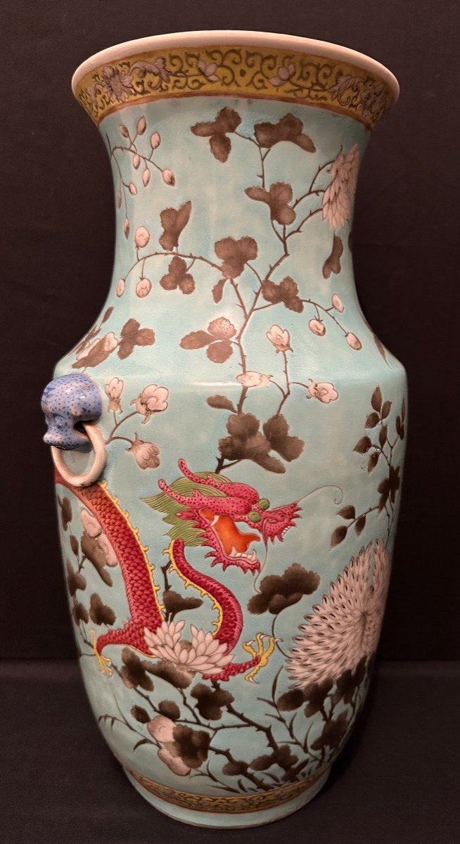 China Porcelain Vase Dayazhai Style With Dragons Guangxu Period Late 19th Century