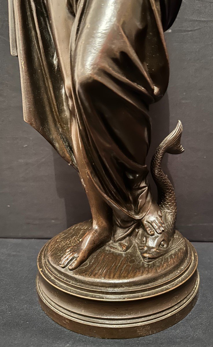Grand Bronze Femme Amphitrite 60,5 Cm d'Après James Pradier XIXème-photo-4