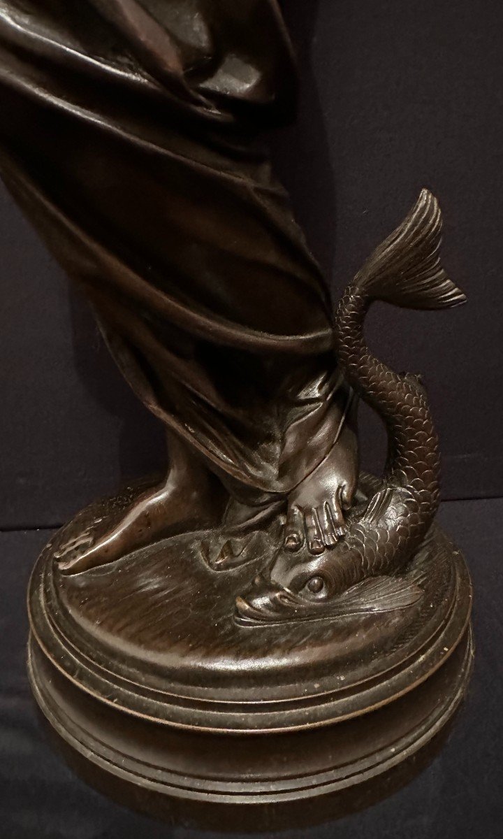 Grand Bronze Femme Amphitrite 60,5 Cm d'Après James Pradier XIXème-photo-3