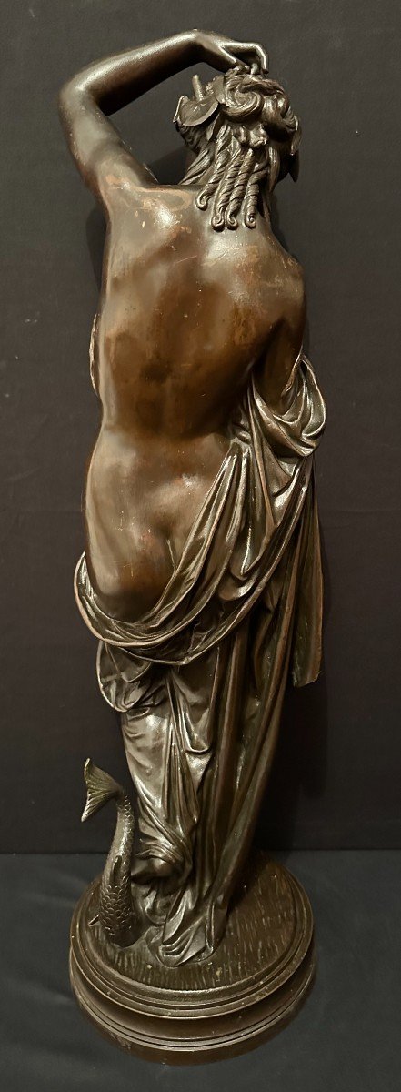 Grand Bronze Femme Amphitrite 60,5 Cm d'Après James Pradier XIXème-photo-4