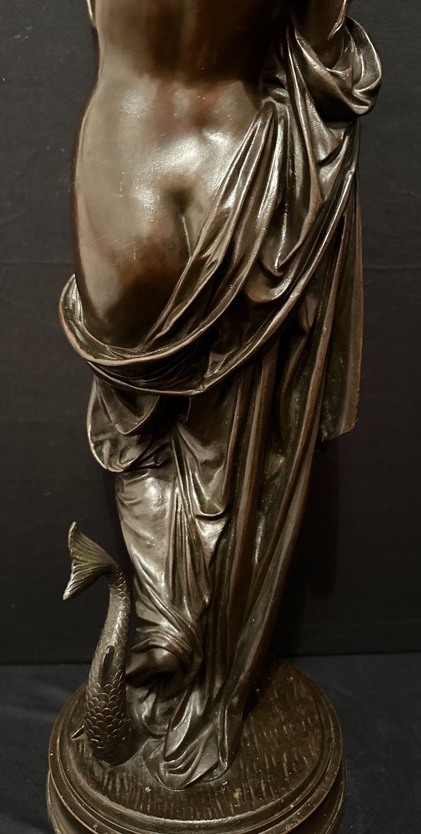 Grand Bronze Femme Amphitrite 60,5 Cm d'Après James Pradier XIXème-photo-6