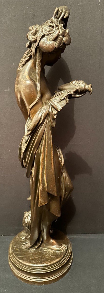 Grand Bronze Femme Amphitrite 60,5 Cm d'Après James Pradier XIXème-photo-7