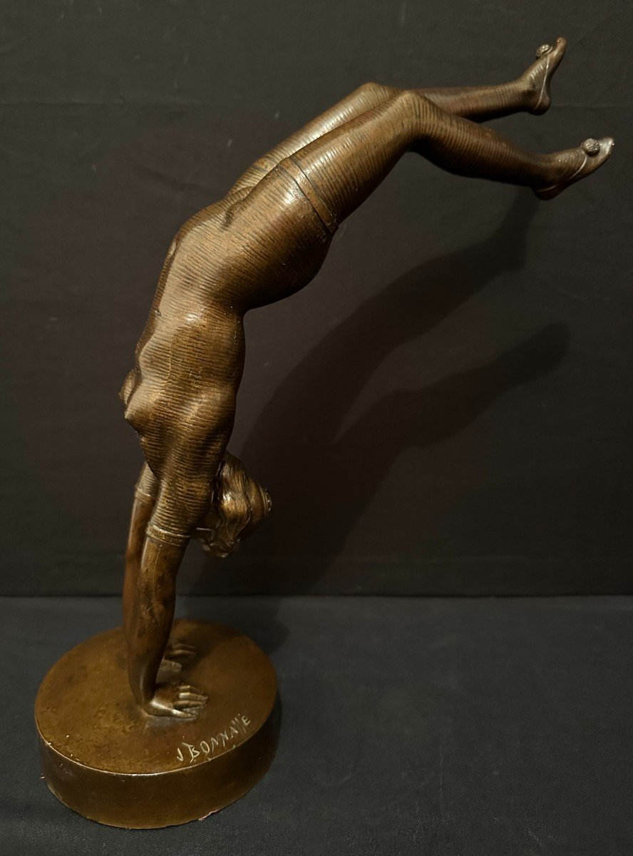Bronze Femme Acrobate De Cirque Par J Bonnahe Fin XIXème