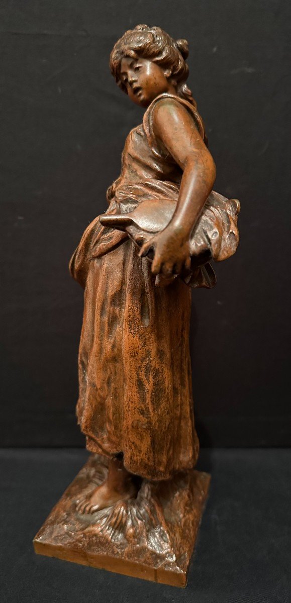 Bronze Jeune Femme Lavandière Par Auguste Moreau E Godeau Paris Fondeur XIXème-photo-4