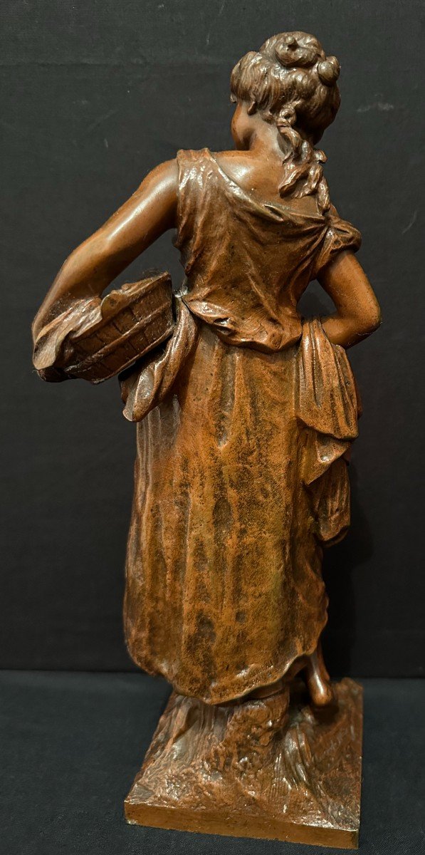 Bronze Jeune Femme Lavandière Par Auguste Moreau E Godeau Paris Fondeur XIXème-photo-2
