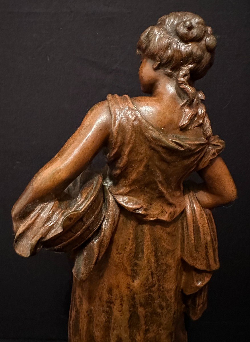 Bronze Jeune Femme Lavandière Par Auguste Moreau E Godeau Paris Fondeur XIXème-photo-3