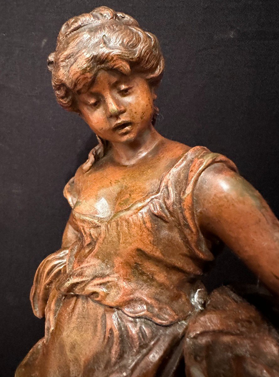 Bronze Jeune Femme Lavandière Par Auguste Moreau E Godeau Paris Fondeur XIXème-photo-5