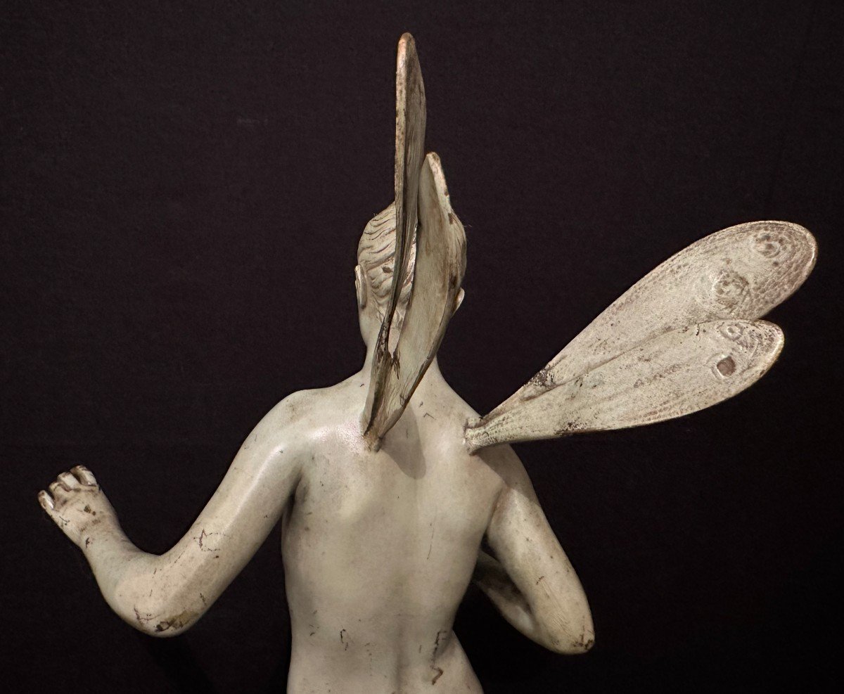 Bronze Art Nouveau Femme  Libellule Ou Nymphe Aux Nénuphars Par Jean Garnier -photo-3