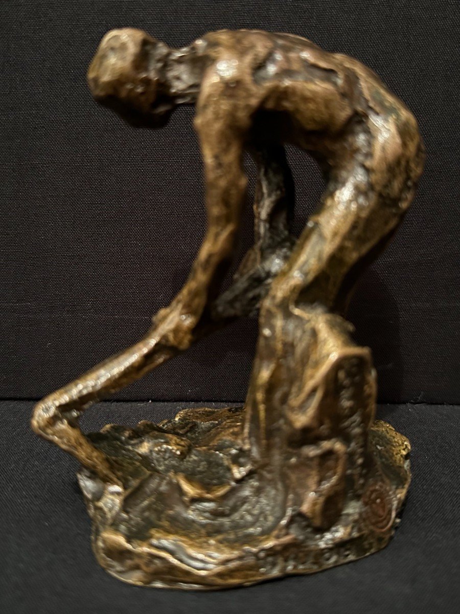 Bronze Le Bineur à La Houe Par Aimé- Jules Dalou Susse Frères Fondeurs XIXème-photo-1