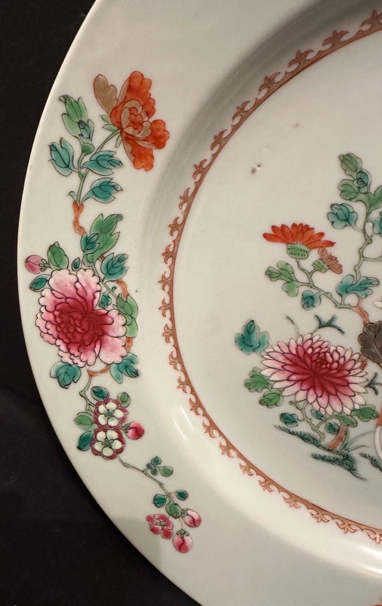 Chine Plat En Porcelaine Famille Rose Époque Qianlong XVIIIème ø 29 Cm-photo-2