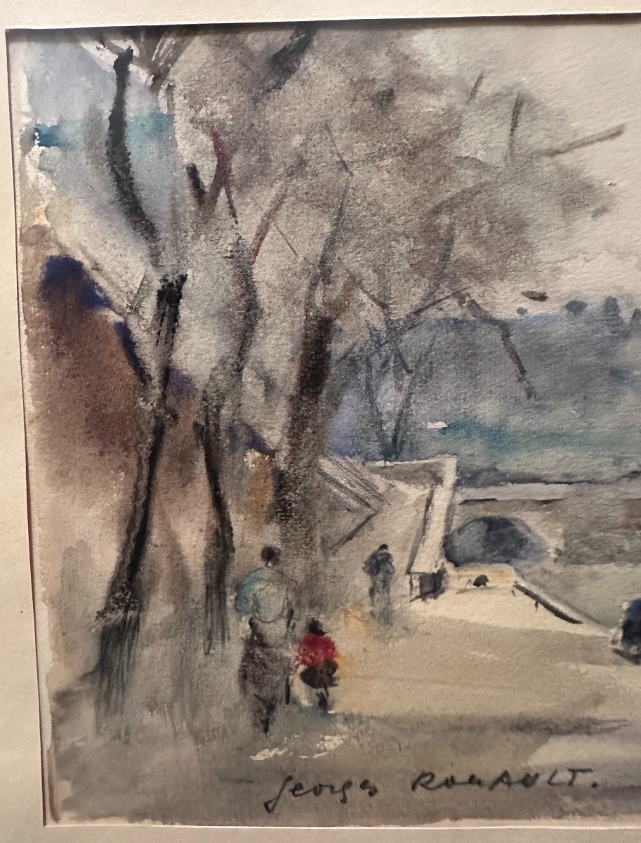 Georges Rouault Watercolor Fisherman On The Quays Of The Seine In Paris -photo-3