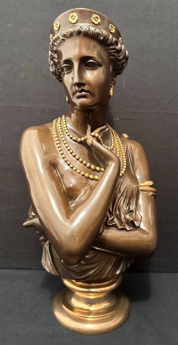 Bronze Female Bust Helen Of Troy By Jean-baptiste Clésinger Barbedienne Fondeur 1860-photo-2
