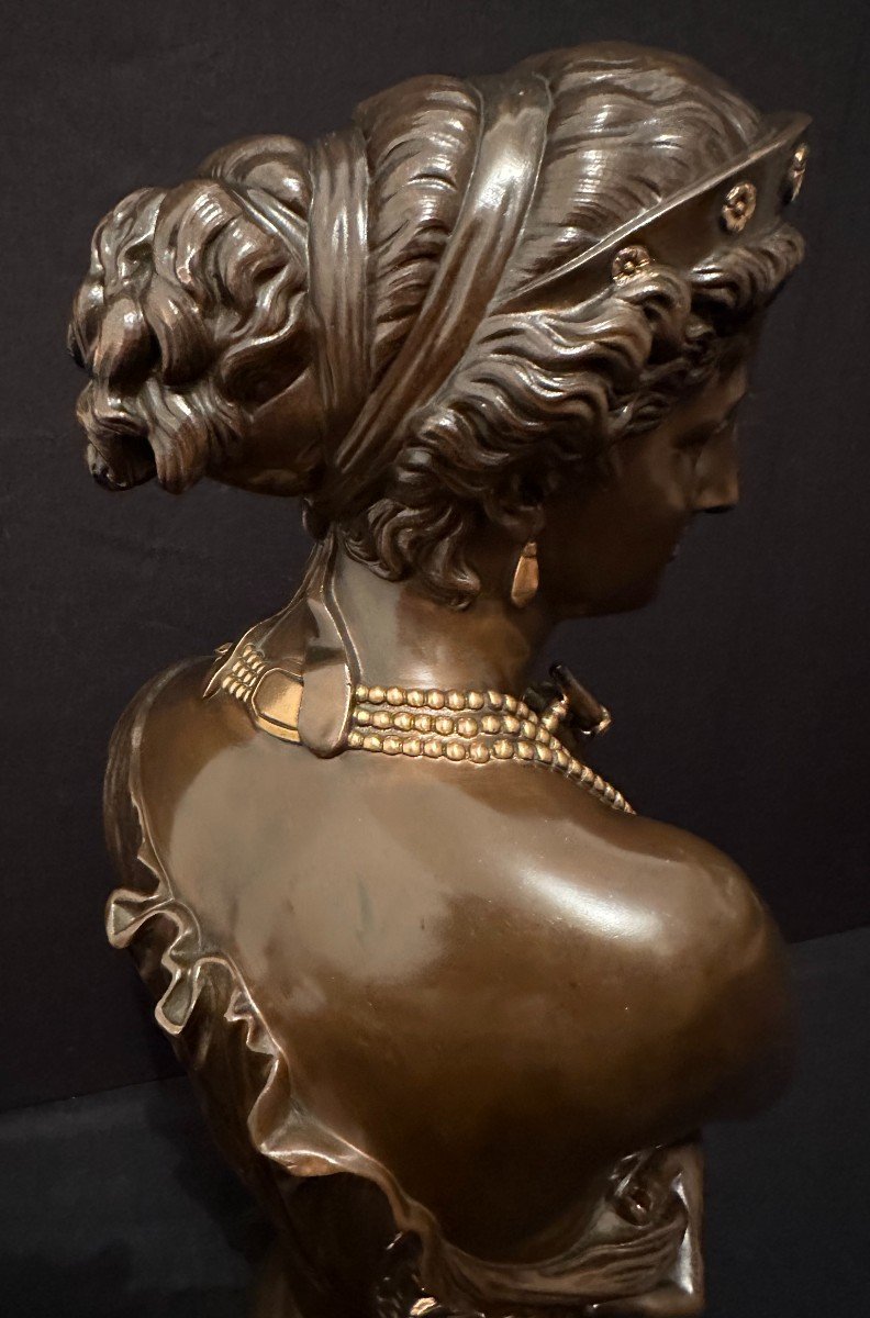 Bronze Female Bust Helen Of Troy By Jean-baptiste Clésinger Barbedienne Fondeur 1860-photo-4