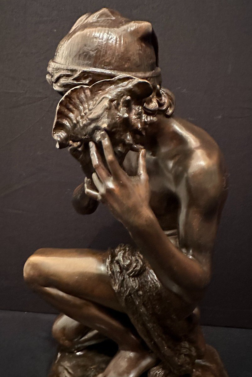 Bronze Le Pêcheur Napolitain Ou Pêcheur  à La Coquille N°3 Par Jean- Baptiste Carpeaux XIXème-photo-4